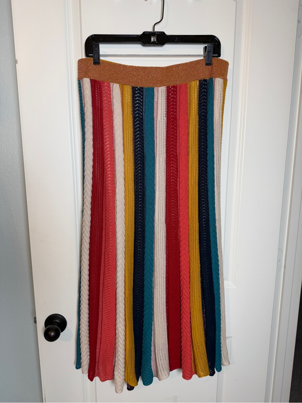 NWT Farm Rio Metallic Knit Stripe Skirt - Picture 5 of 10